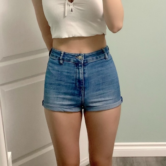 High Waisted Denim Shorts - Picture 1 of 7